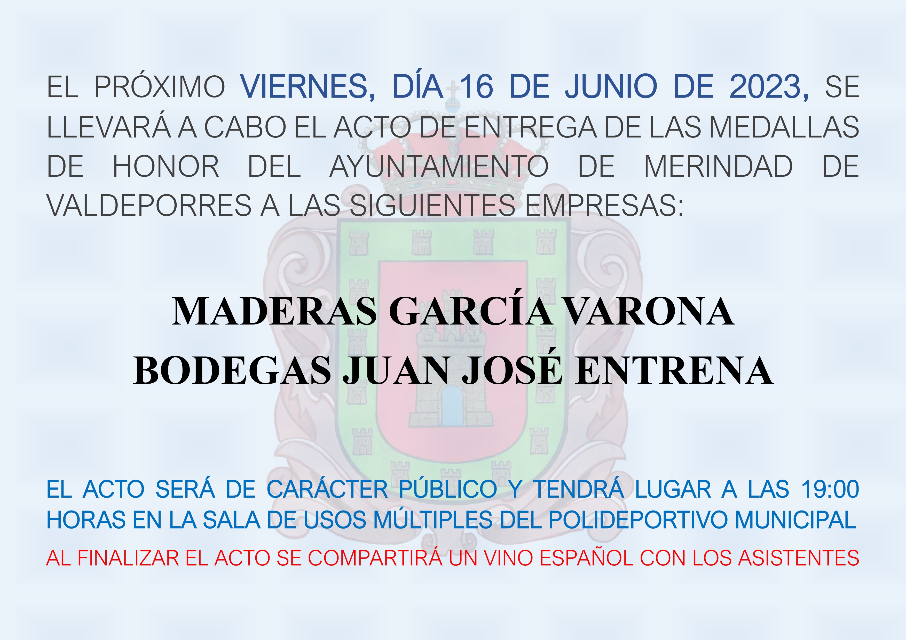 HOMENAJE ENTREGA MEDALLAS HONOR